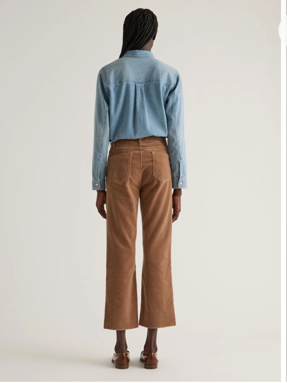 QUINCE Organic Stretch Corduroy Kick Flare Pants / Warm Brown Size 0 - Picture 2 of 7